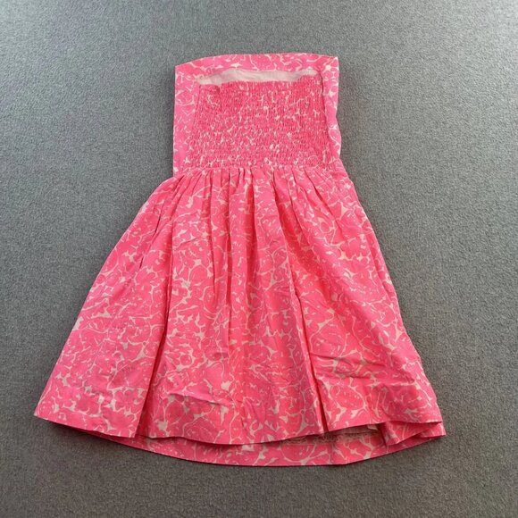 Lilly Pulitzer Dress Womens Extra Small Pink White Strapless Floral Summer Party - Picture 2 of 12